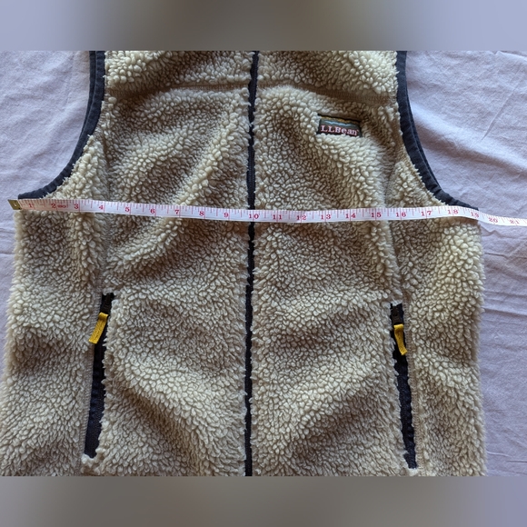L.L. Bean Sherpa Deep Pile Fleece Men's Vest Medium Full Zip Ivory - Picture 10 of 11
